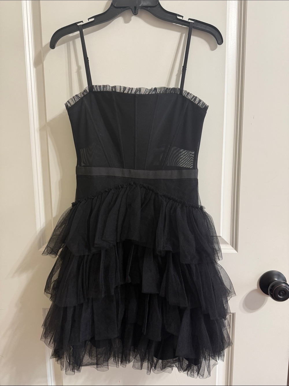 Black Tulle Tiered Mini Dress